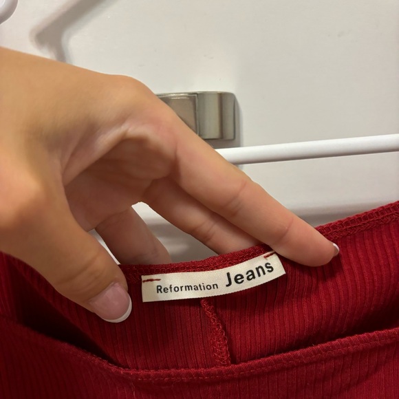 Reformation Red Square Neck Ribbed Bodysuit - Picture 4 of 7